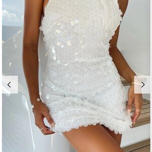 12th Tribe Sparkling White Mini Dress